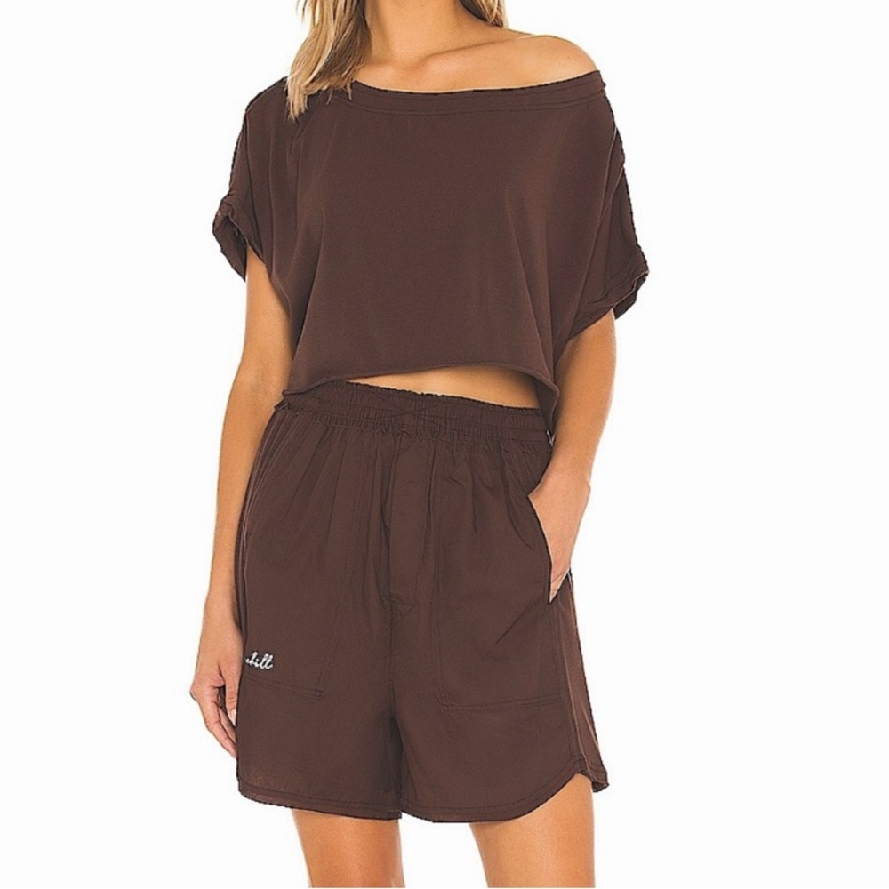 NWT Free People Perfect Pima Boxer Set Cocoa Bean